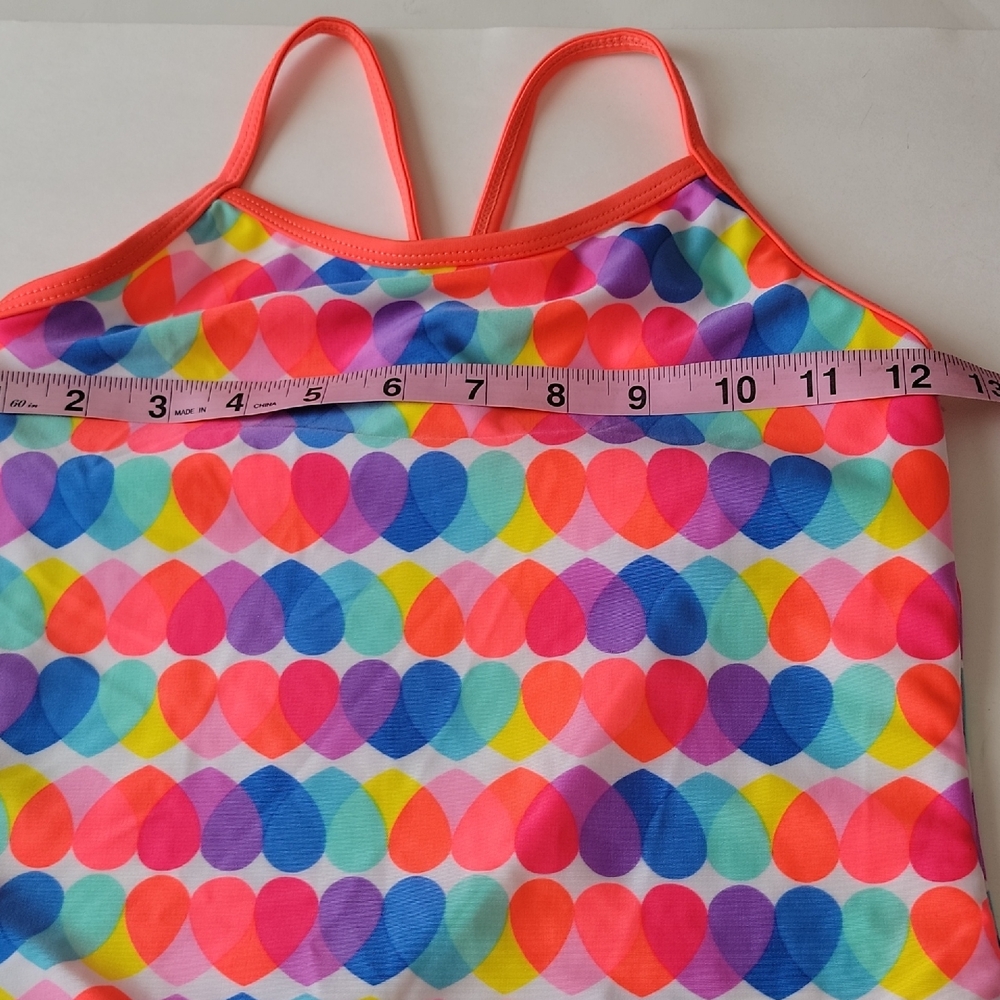 Wonder Nation Girls One Piece Swimsuit L 10/12 Multicolor Hearts - Picture 5 of 9